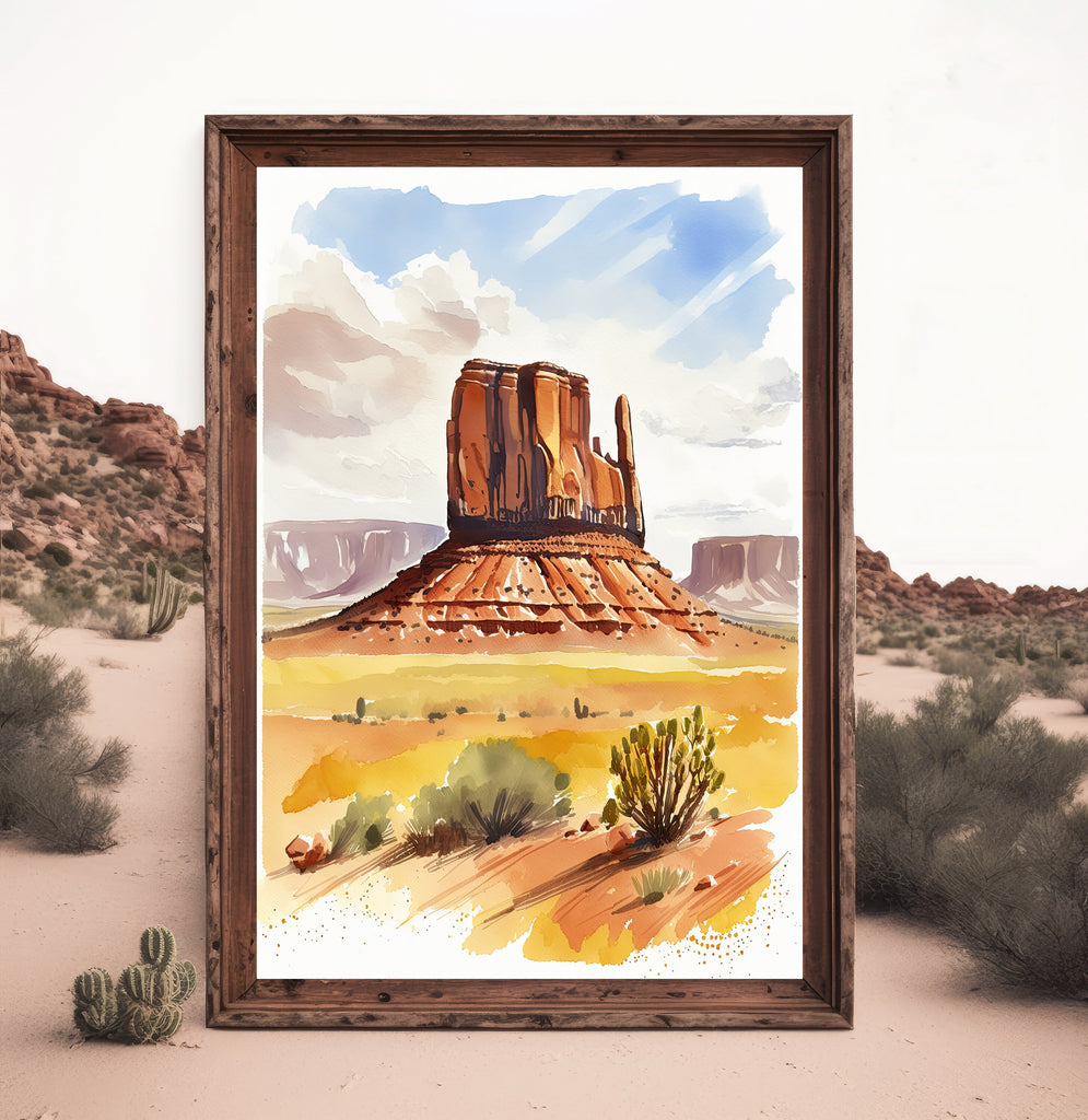 Monument Valley Print Arizona Sonoran Art Watercolor Desert Southwest Wall Art Boho Wall decor Gift Southwestern Decor