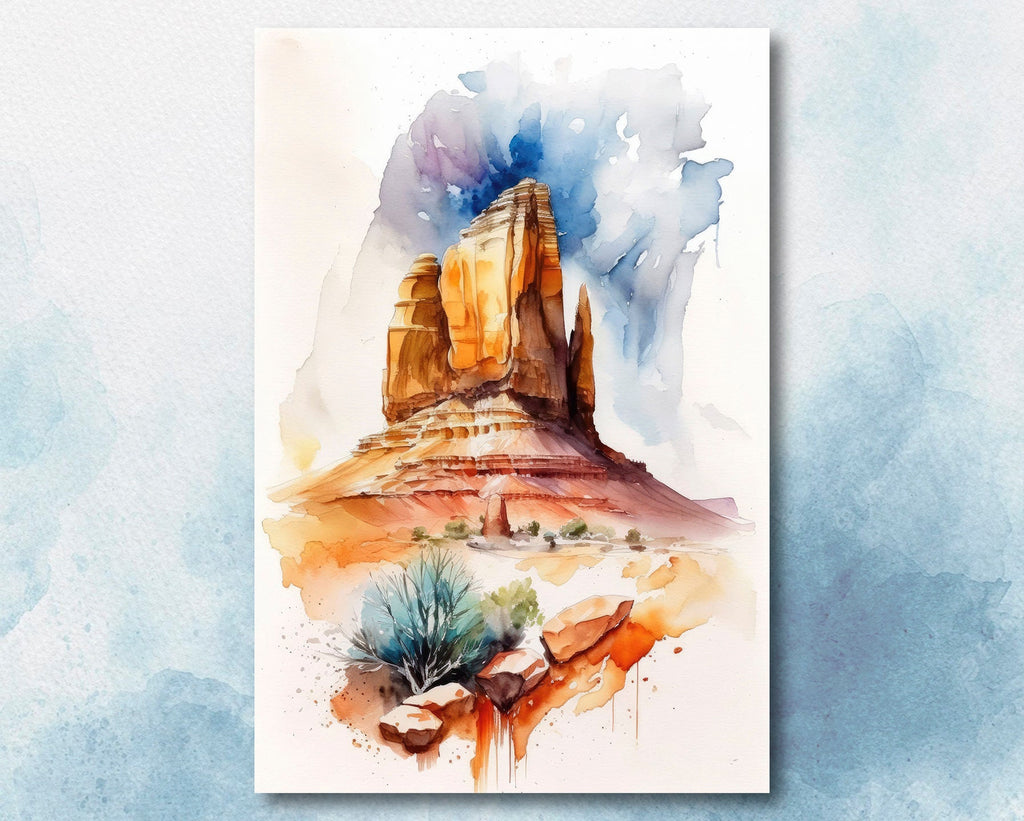 Monument Valley Print Arizona Sonoran Art Watercolor Desert Southwest Wall Art Boho Wall decor Gift Southwestern Decor