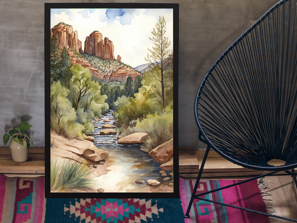 Watercolor Sedona Print Arizona Southwest Wall Art Landscape Sonoran Art Gift Desert Home Western Decor