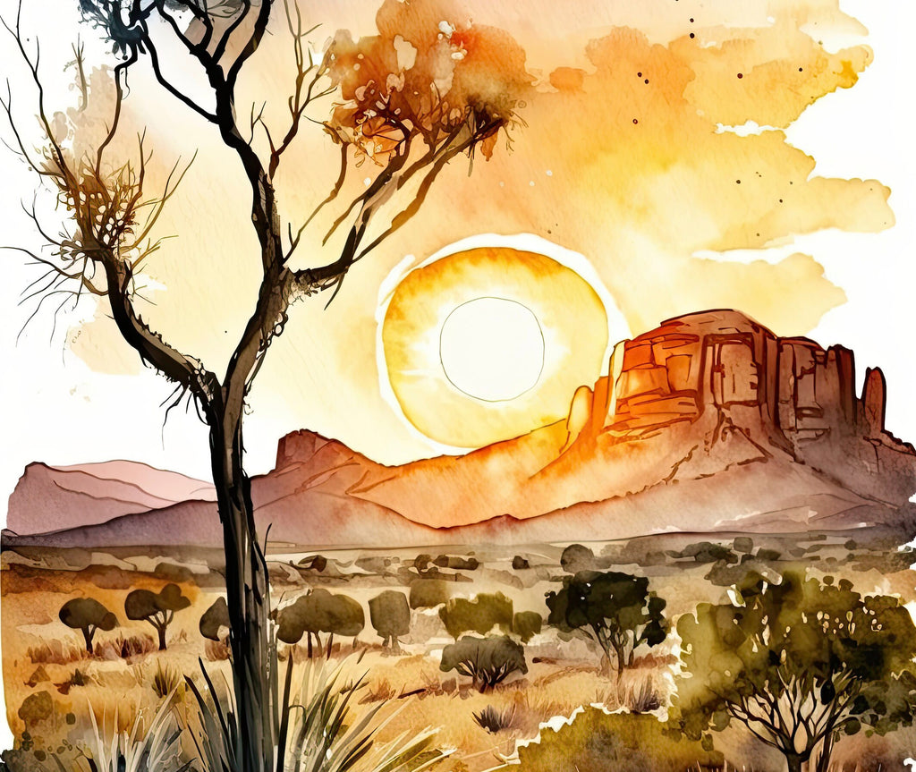 Watercolor Sedona Arizona Sunset Art Print Southwest Wall Art Landscape Boho Wall Decor Gift Sonoran Art Western Decor