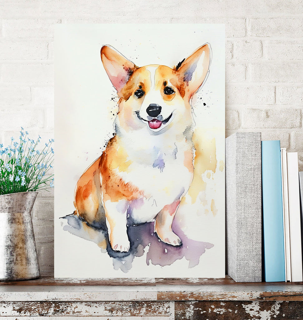 Corgi Dog Watercolor Print Cute Pet Keepsake Wall Art Dog Lover Gift Adorable Canine Home Decor for Puppy Dog Lovers!