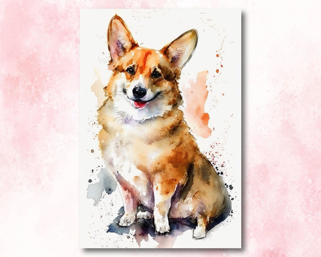 Corgi Dog Watercolor Print Cute Pet Keepsake Wall Art Dog Lover Gift Adorable Canine Home Decor for Puppy Dog Lovers!