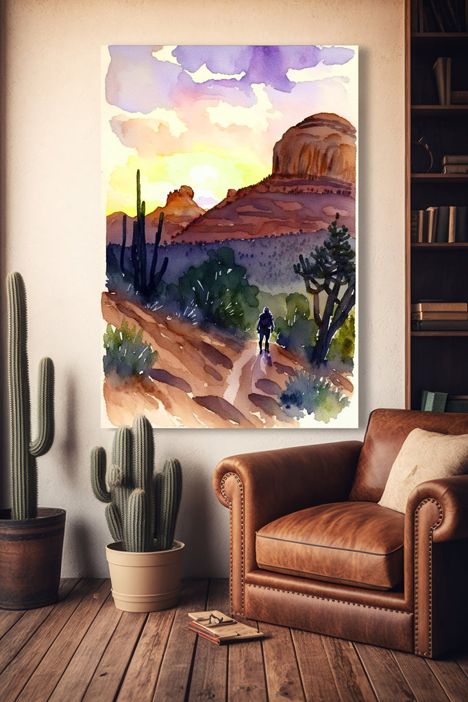 Watercolor Sedona Print Arizona Sunset Art boho wall decor Southwest Wall Art Landscape Sonoran Art Gift Desert Home Western Decor