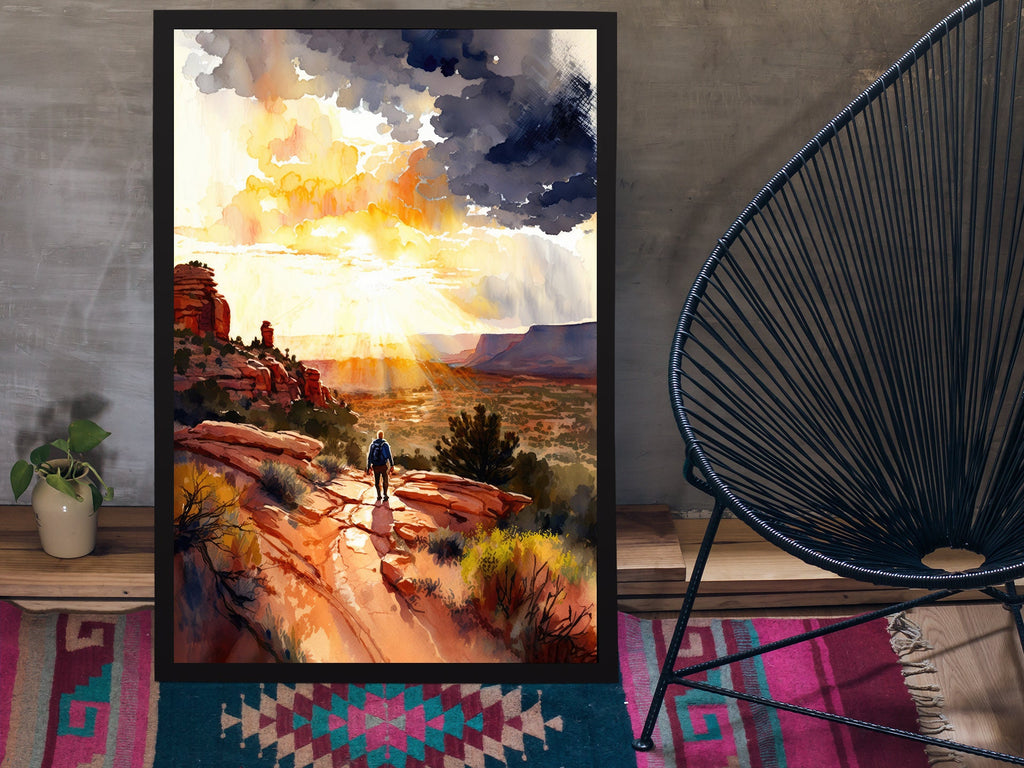 Watercolor Sedona Print Arizona Sunset Art Boho Wall Decor Southwest Wall Art Landscape Sonoran Art Gift Desert Home Western Decor