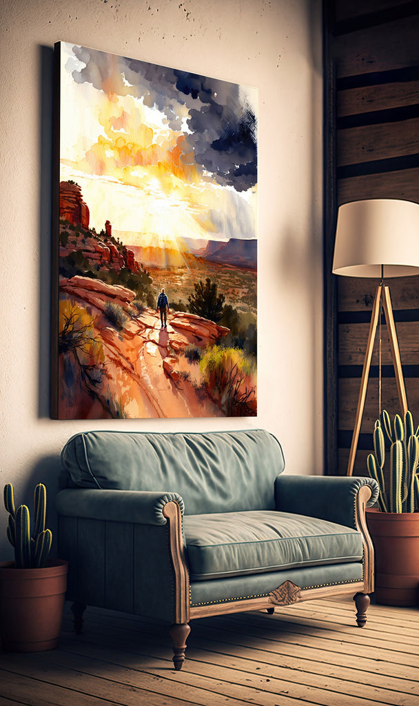 Watercolor Sedona Print Arizona Sunset Art Boho Wall Decor Southwest Wall Art Landscape Sonoran Art Gift Desert Home Western Decor