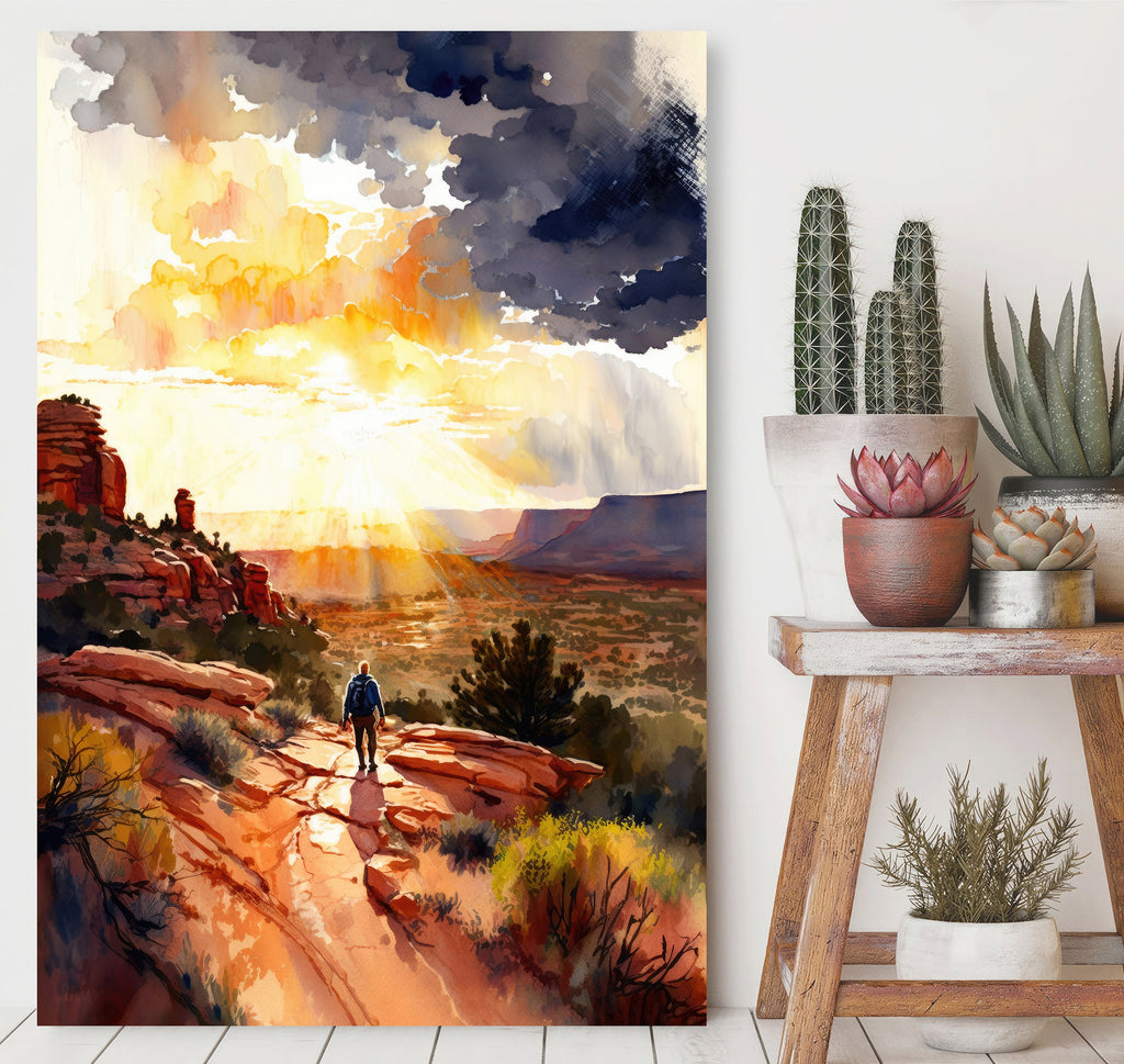 Watercolor Sedona Print Arizona Sunset Art Boho Wall Decor Southwest Wall Art Landscape Sonoran Art Gift Desert Home Western Decor