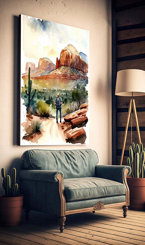 Watercolor Sedona Print Arizona Sunset Art Boho Wall Decor Southwest Wall Art Landscape Sonoran Art Gift Desert Home Western Decor