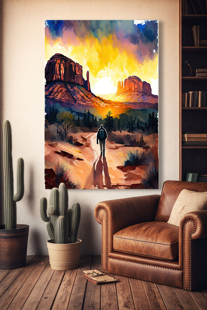 Watercolor Sedona Print Arizona Sunset Art Boho Wall Decor Southwest Wall Art Landscape Sonoran Art Gift Desert Home Western Decor