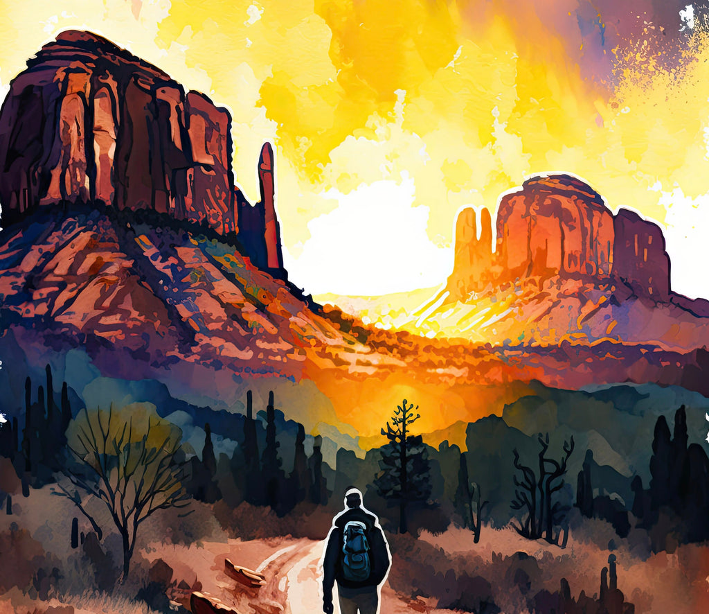 Watercolor Sedona Print Arizona Sunset Art Boho Wall Decor Southwest Wall Art Landscape Sonoran Art Gift Desert Home Western Decor