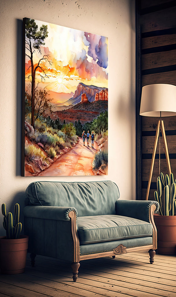 Watercolor Sedona Print Arizona Sunset Art Boho Wall Decor Southwest Wall Art Landscape Sonoran Art Gift Desert Home Western Decor