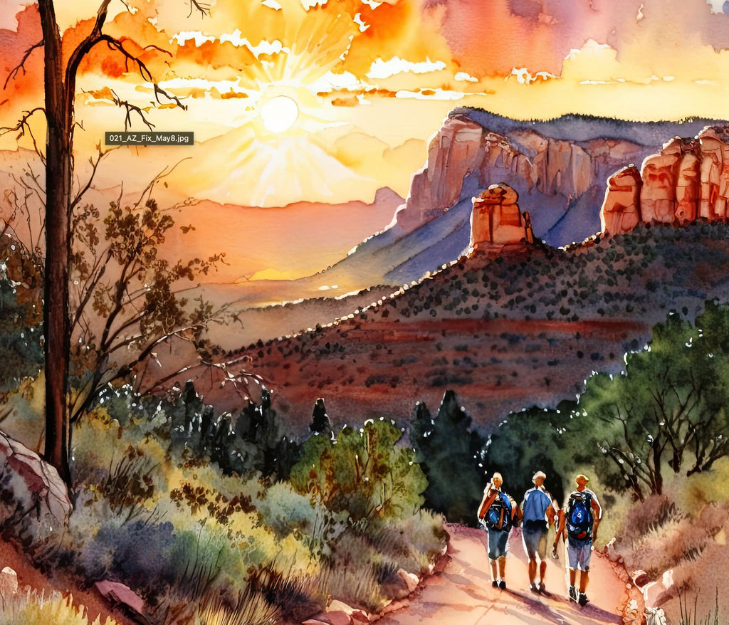 Watercolor Sedona Print Arizona Sunset Art Boho Wall Decor Southwest Wall Art Landscape Sonoran Art Gift Desert Home Western Decor