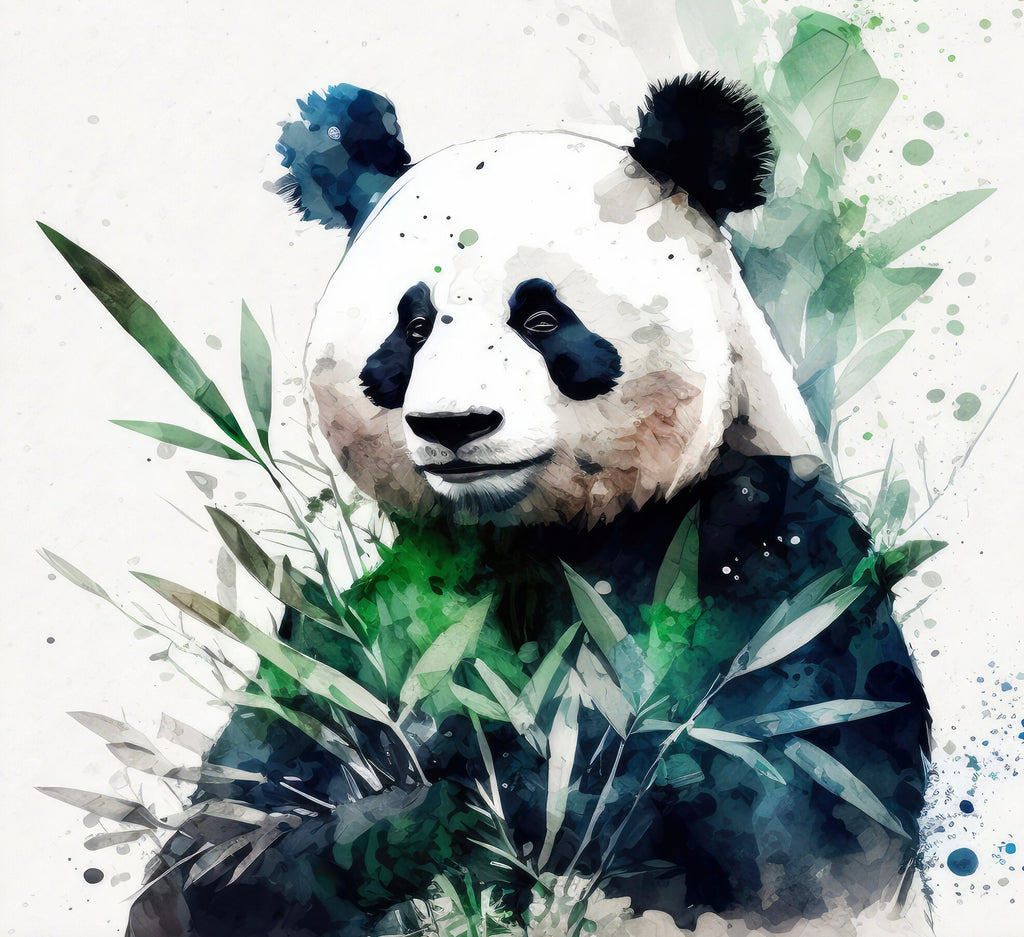 Panda Bear Watercolor Portrait Print Wall Art Safari Wildlife Gift Wild Animal Painting Jungle Nursery Decor