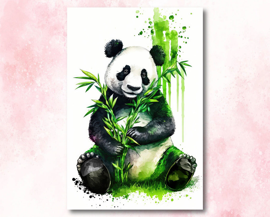 Panda Bear Watercolor Portrait Print Wall Art Safari Wildlife Gift Wild Animal Painting Jungle Nursery Decor