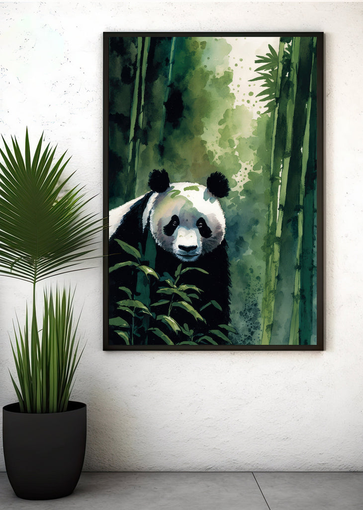 Panda Bear Watercolor Portrait Print Wall Art Safari Wildlife Gift Wild Animal Painting Jungle Nursery Decor