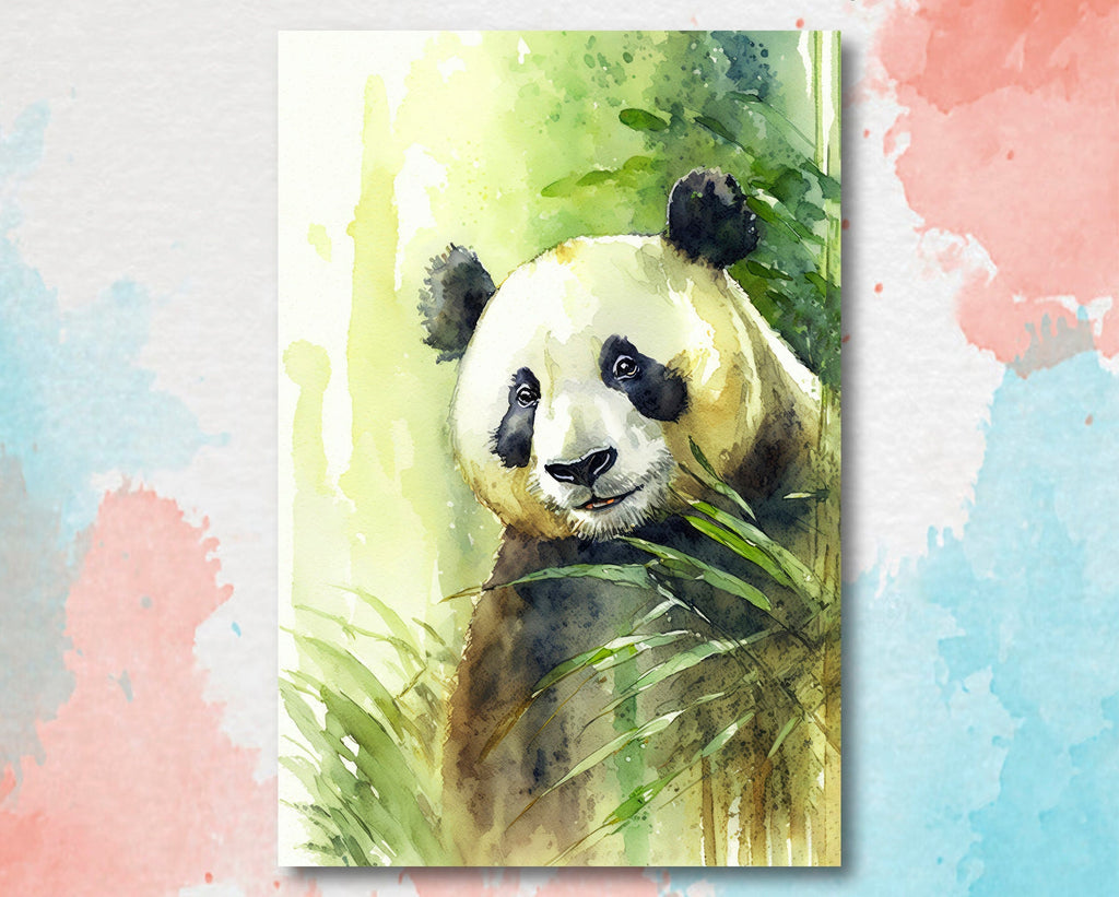 Panda Bear Watercolor Portrait Print Wall Art Safari Wildlife Gift Wild Animal Painting Jungle Nursery Decor