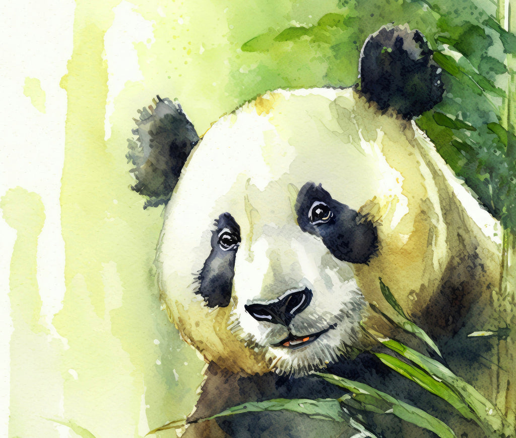 Panda Bear Watercolor Portrait Print Wall Art Safari Wildlife Gift Wild Animal Painting Jungle Nursery Decor