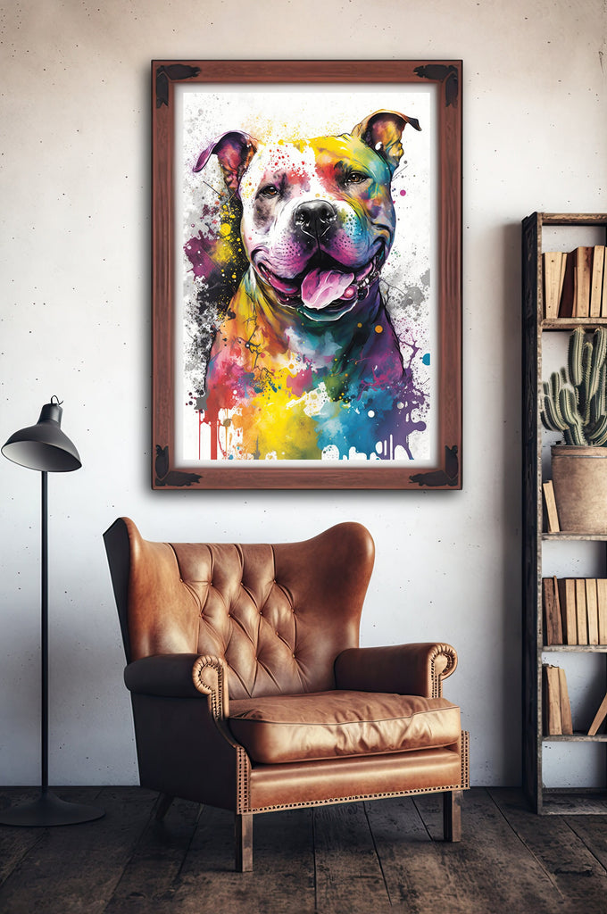 Pit Bull Watercolor Print Cute Pet Keepsake Wall Art Dog Lover Gift Adorable Staffordshire Terrier Home Decor for Puppy Dog Lovers!