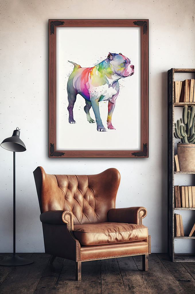 Pit Bull Watercolor Print Cute Pet Keepsake Wall Art Dog Lover Gift Adorable Staffordshire Terrier Home Decor for Puppy Dog Lovers!