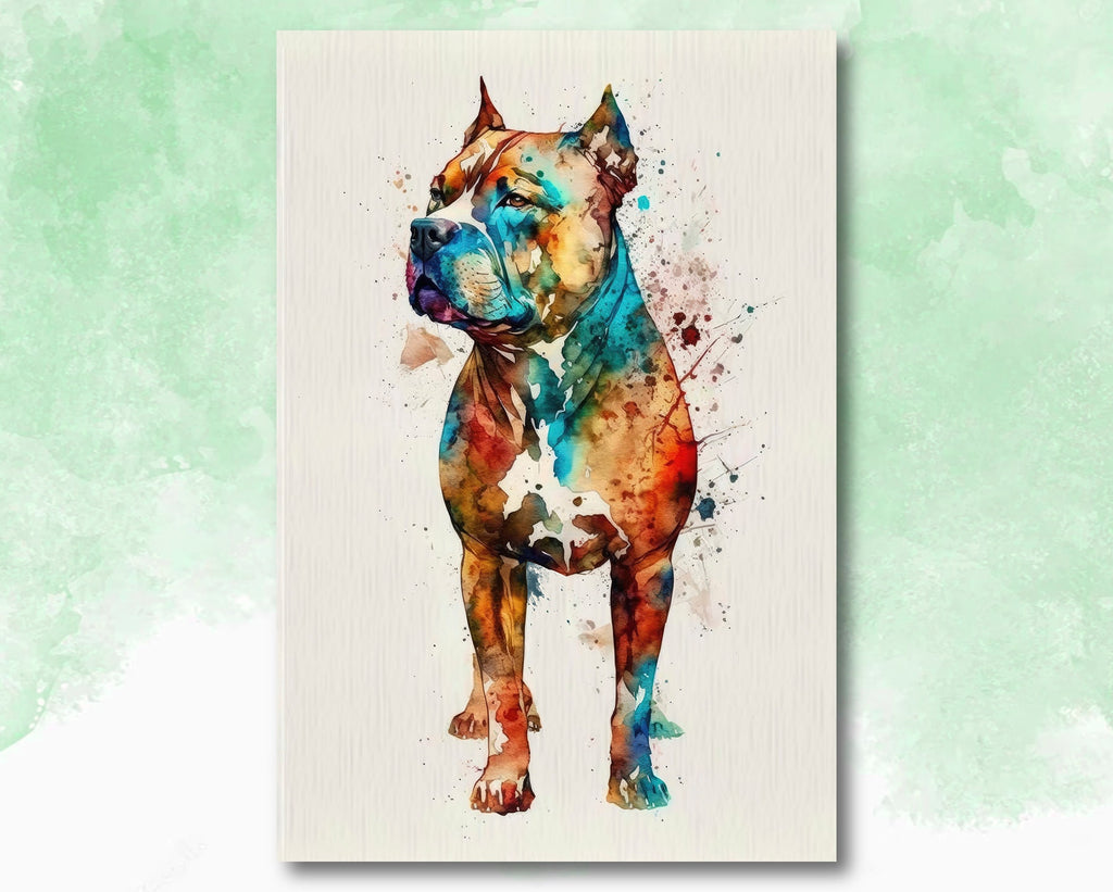 Pit Bull Watercolor Print Cute Pet Keepsake Wall Art Dog Lover Gift Adorable Staffordshire Terrier Home Decor for Puppy Dog Lovers!