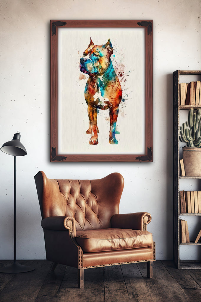 Pit Bull Watercolor Print Cute Pet Keepsake Wall Art Dog Lover Gift Adorable Staffordshire Terrier Home Decor for Puppy Dog Lovers!