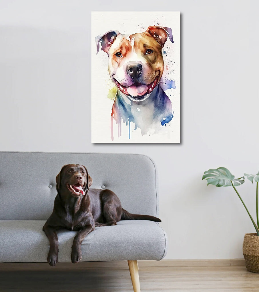 Pit Bull Watercolor Print Cute Pet Keepsake Wall Art Dog Lover Gift Adorable Staffordshire Terrier Home Decor for Puppy Dog Lovers!