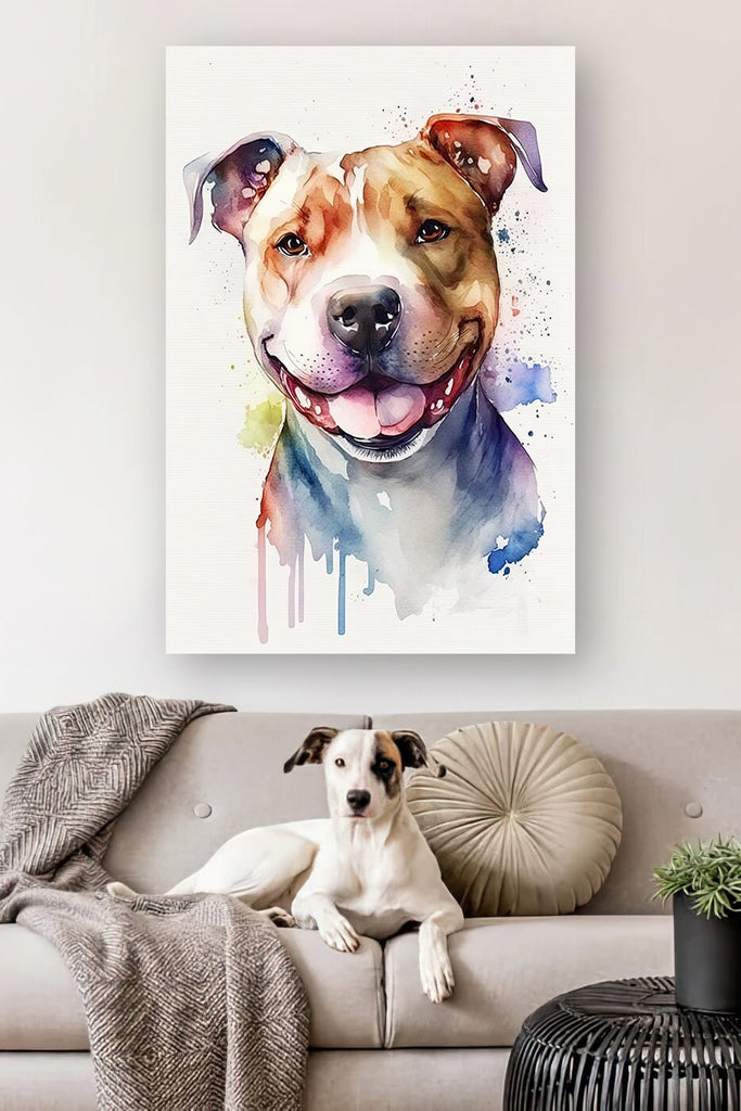 Pit Bull Watercolor Print Cute Pet Keepsake Wall Art Dog Lover Gift Adorable Staffordshire Terrier Home Decor for Puppy Dog Lovers!