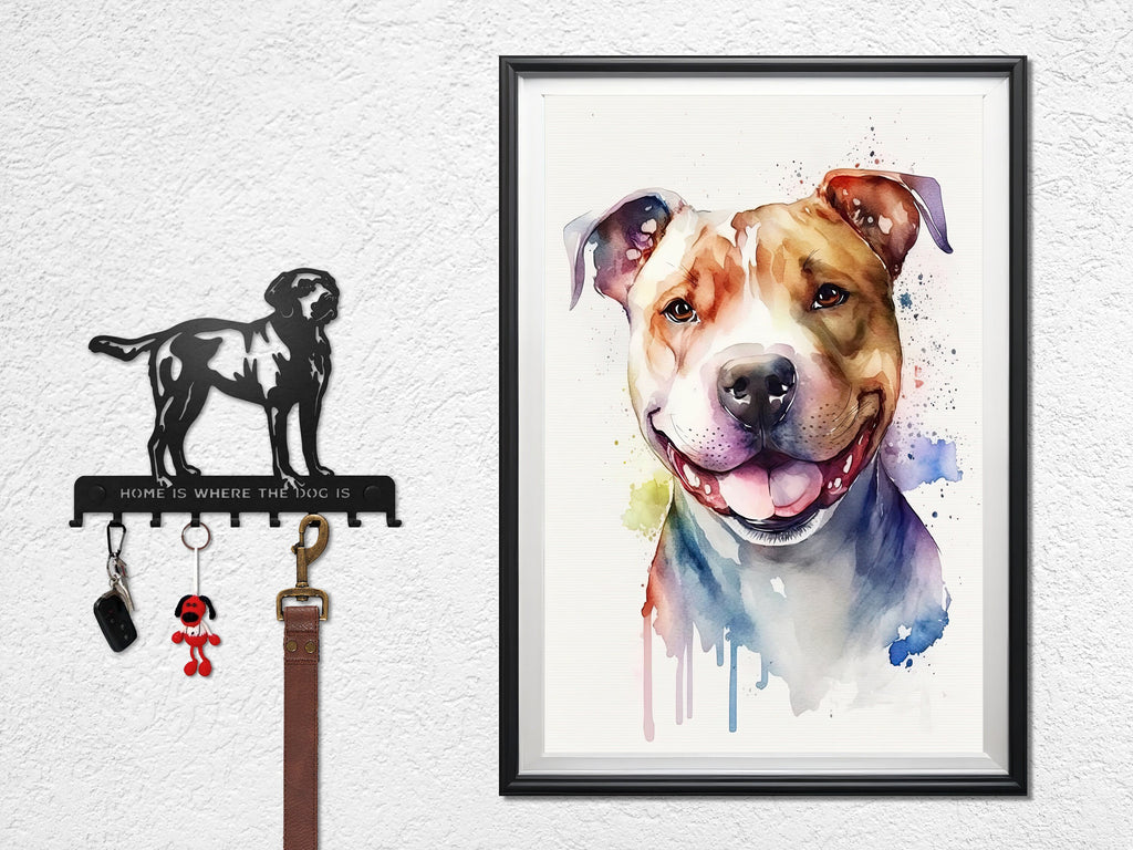 Pit Bull Watercolor Print Cute Pet Keepsake Wall Art Dog Lover Gift Adorable Staffordshire Terrier Home Decor for Puppy Dog Lovers!