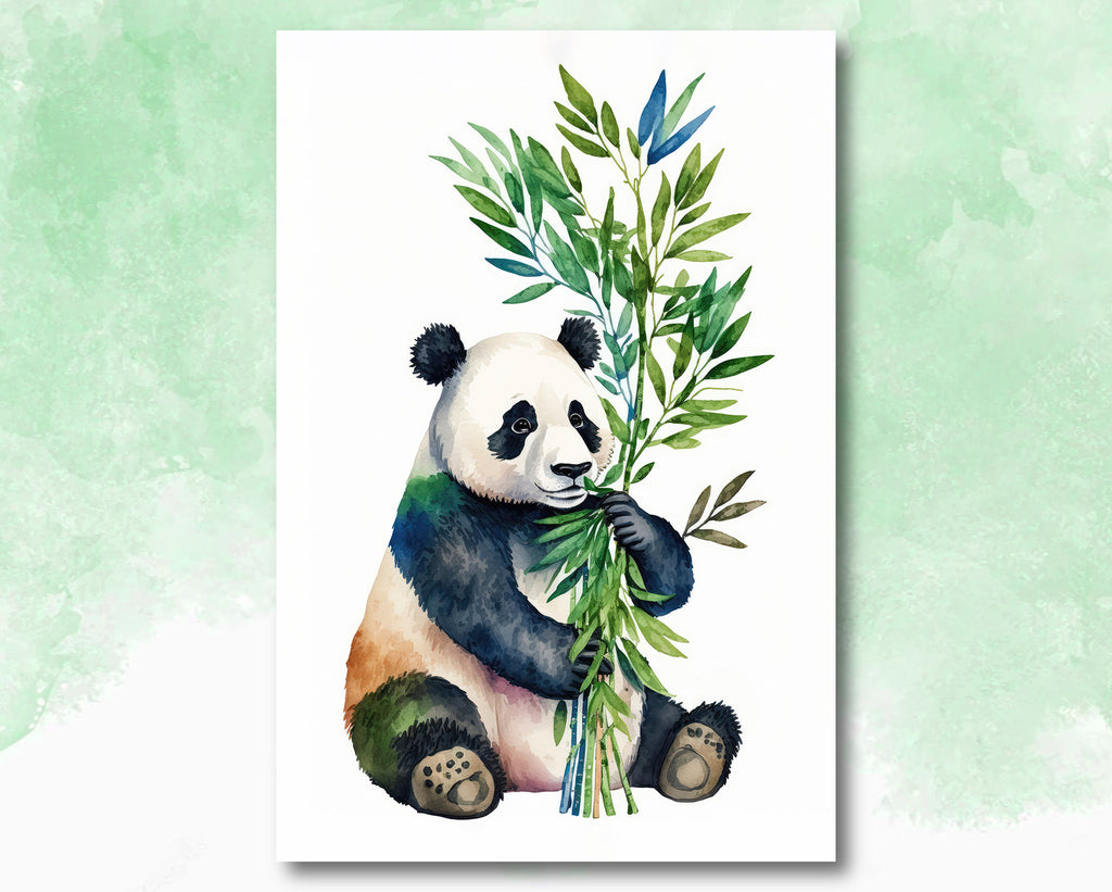 Panda Bear Watercolor Portrait Print Wall Art Safari Wildlife Gift Wild Animal Painting Jungle Nursery Decor