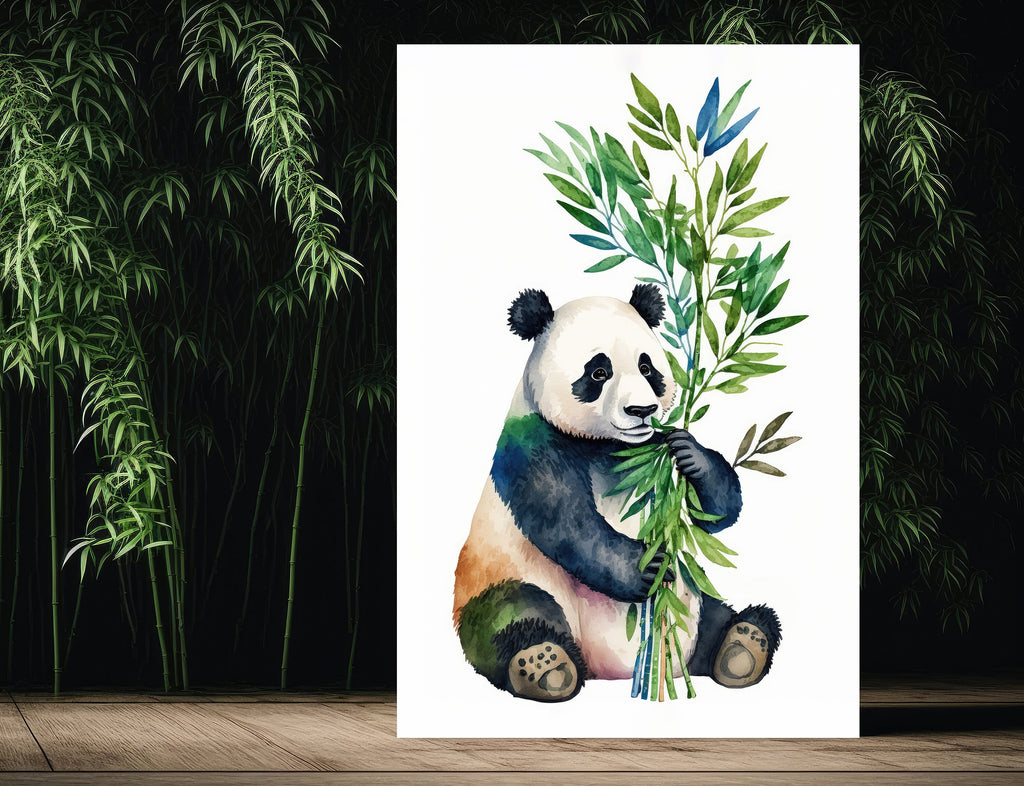 Panda Bear Watercolor Portrait Print Wall Art Safari Wildlife Gift Wild Animal Painting Jungle Nursery Decor