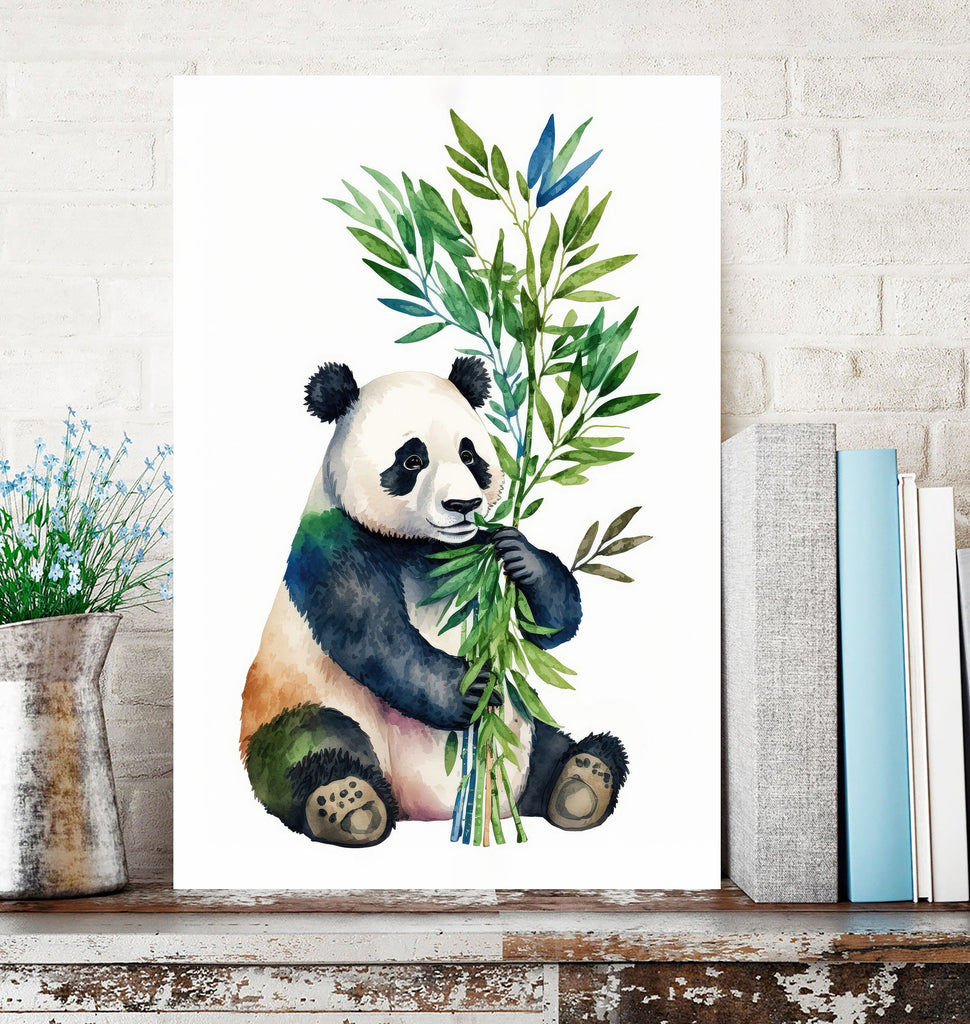 Panda Bear Watercolor Portrait Print Wall Art Safari Wildlife Gift Wild Animal Painting Jungle Nursery Decor