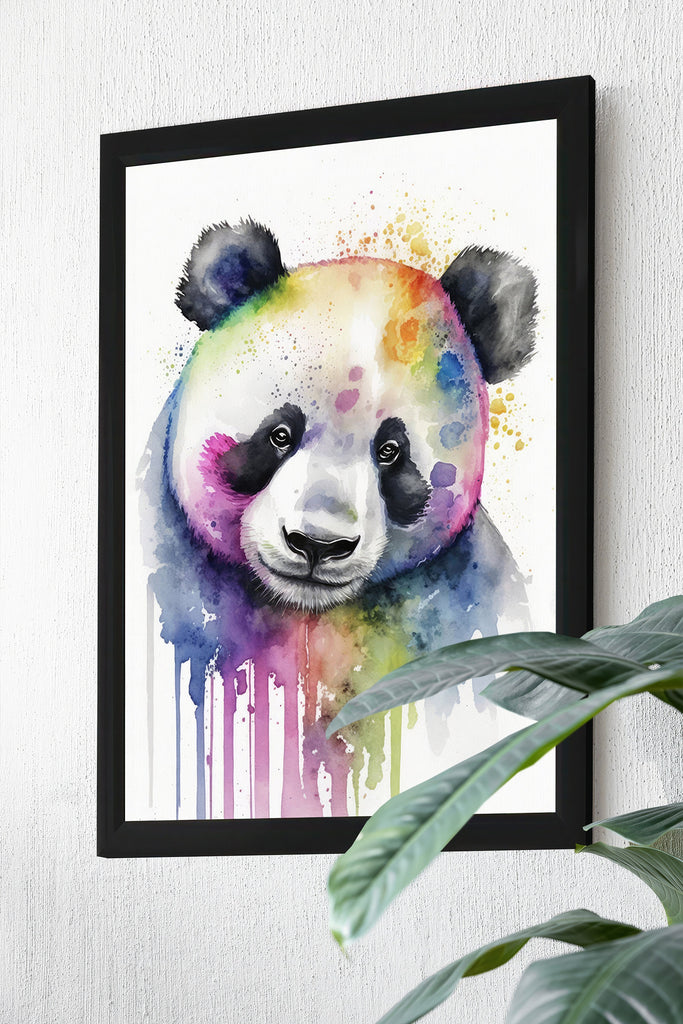 Panda Bear Watercolor Portrait Print Wall Art Safari Wildlife Gift Wild Animal Painting Jungle Nursery Decor