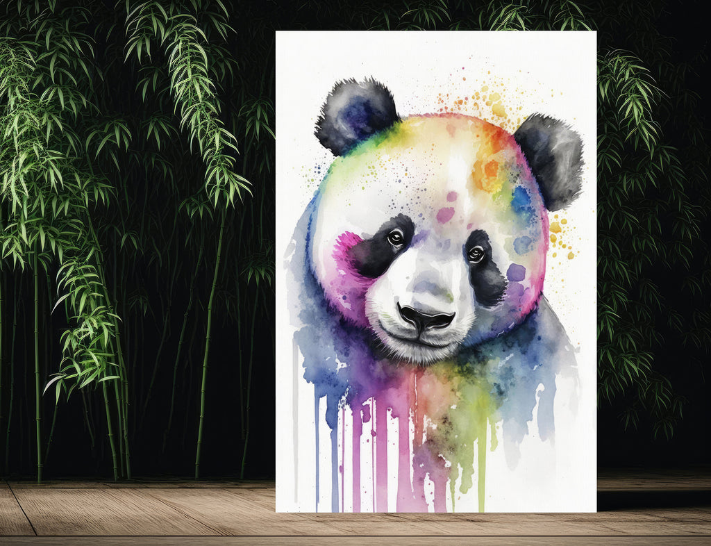 Panda Bear Watercolor Portrait Print Wall Art Safari Wildlife Gift Wild Animal Painting Jungle Nursery Decor