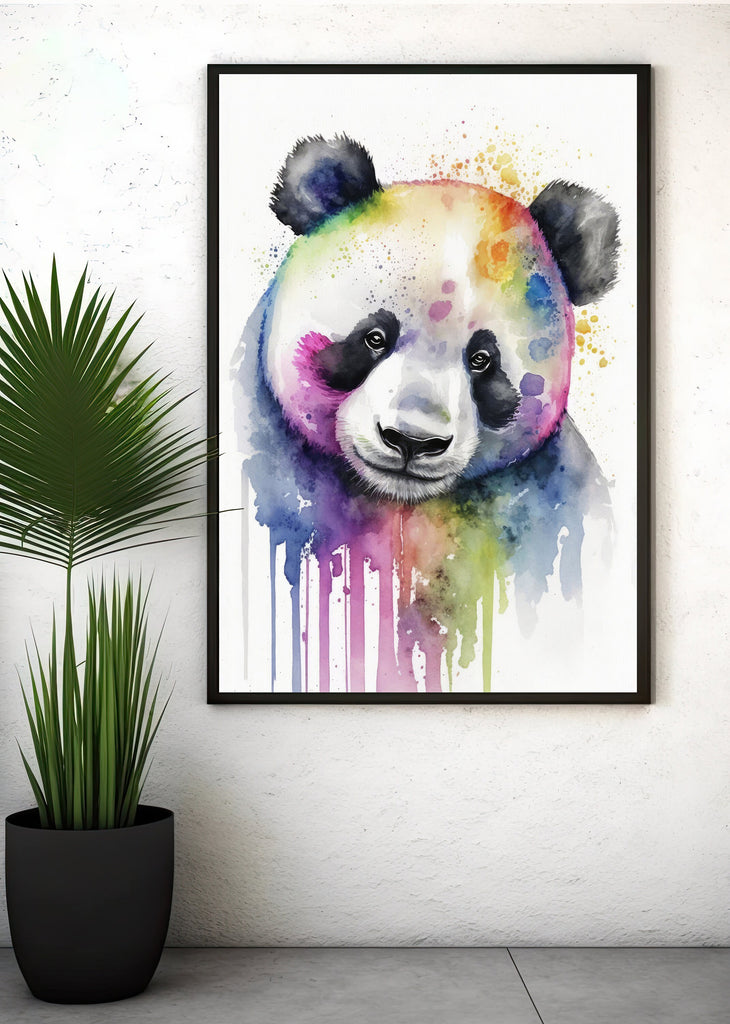 Panda Bear Watercolor Portrait Print Wall Art Safari Wildlife Gift Wild Animal Painting Jungle Nursery Decor