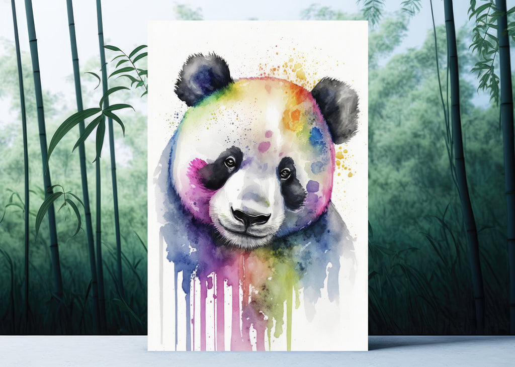 Panda Bear Watercolor Portrait Print Wall Art Safari Wildlife Gift Wild Animal Painting Jungle Nursery Decor