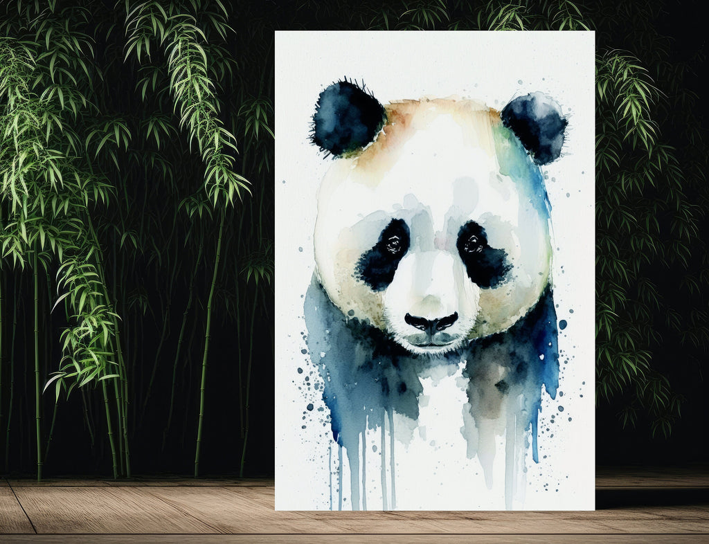 Panda Bear Watercolor Portrait Print Wall Art Safari Wildlife Gift Wild Animal Painting Jungle Nursery Decor