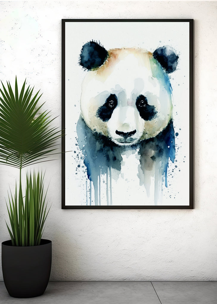 Panda Bear Watercolor Portrait Print Wall Art Safari Wildlife Gift Wild Animal Painting Jungle Nursery Decor