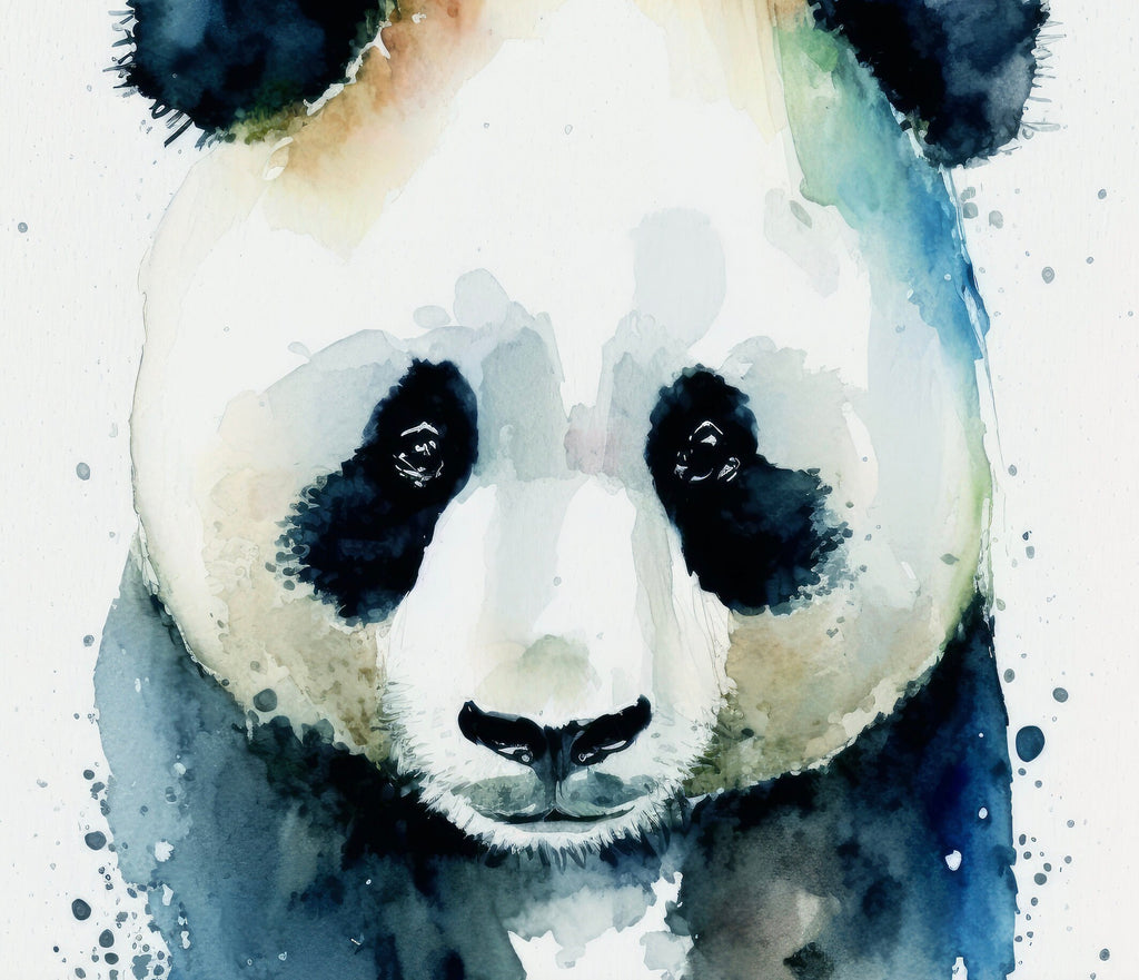 Panda Bear Watercolor Portrait Print Wall Art Safari Wildlife Gift Wild Animal Painting Jungle Nursery Decor