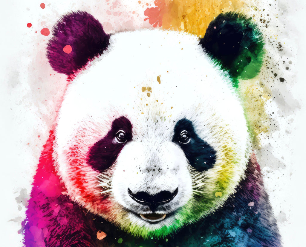 Panda Bear Watercolor Portrait Print Wall Art Safari Wildlife Gift Wild Animal Painting Jungle Nursery Decor