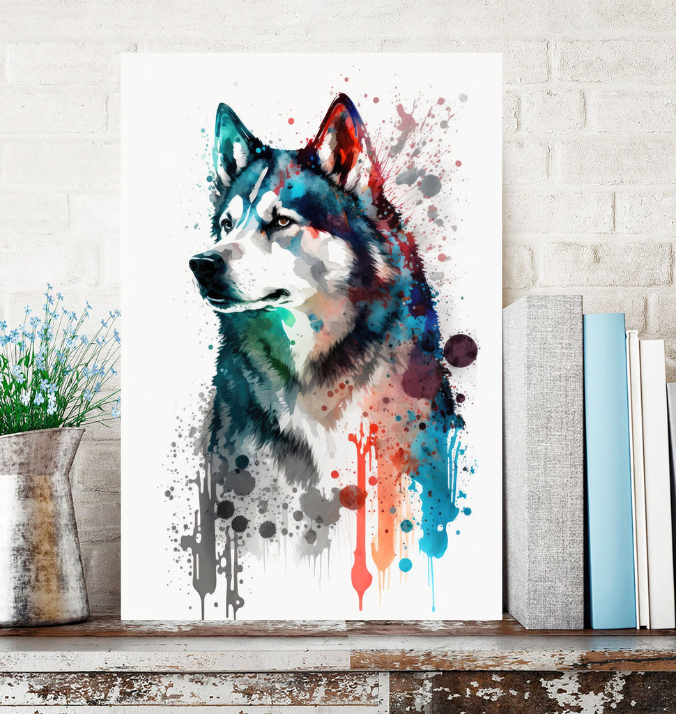 Siberian Husky Dog Painting Watercolor Print Cute Pet Keepsake Wall Art Dog Lover Gift Adorable Canine Home Decor for Puppy Lovers!