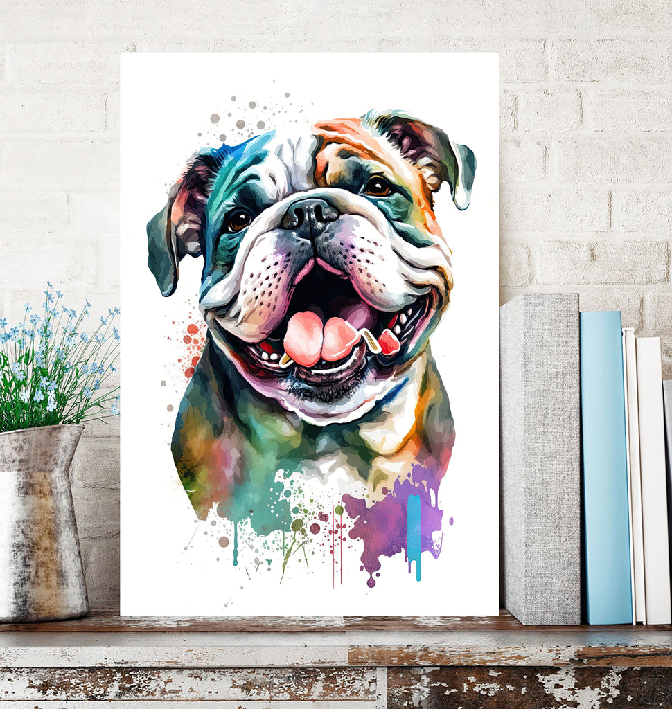 English Bulldog Art Pet Portrait Print Cute Pet Keepsake Dog Wall Art Gift For Pet Lovers Dog Portrait Decor