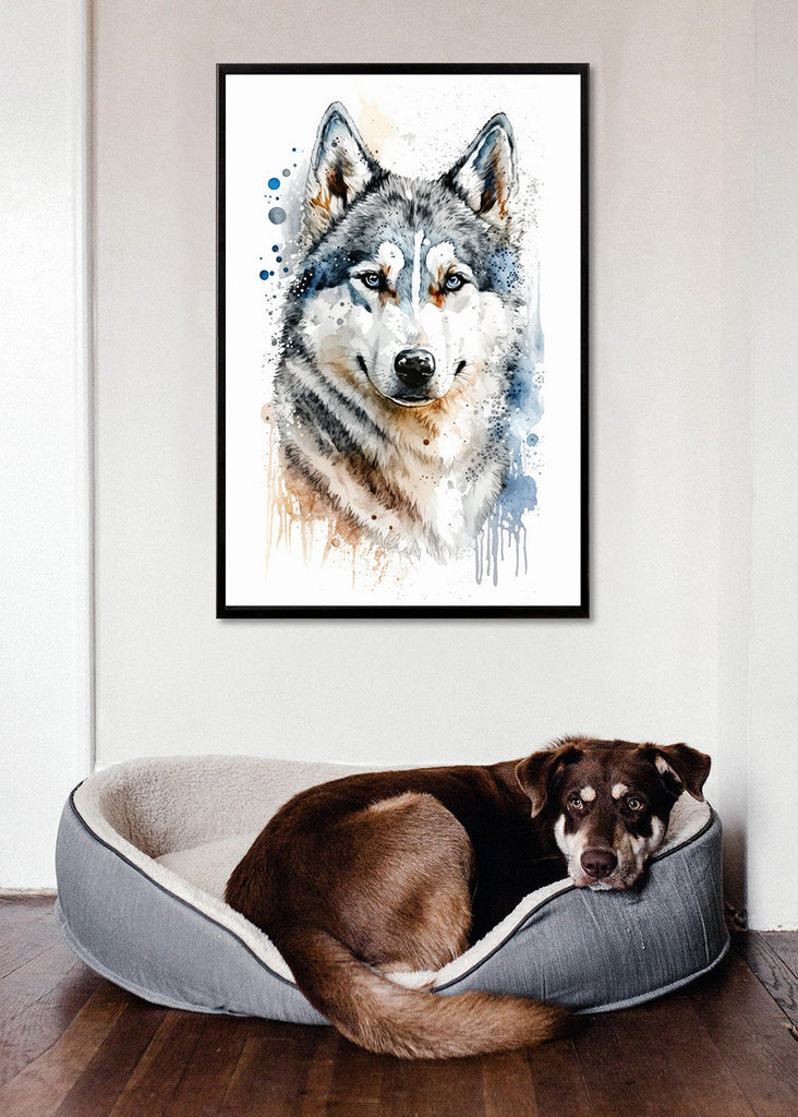 Siberian Husky Dog Painting Watercolor Print Cute Pet Keepsake Wall Art Dog Lover Gift Adorable Canine Home Decor for Puppy Lovers!