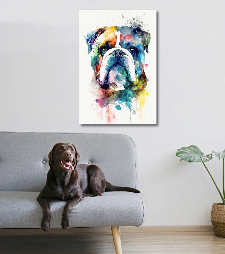 English Bulldog Art Pet Portrait Print Cute Pet Keepsake Dog Wall Art Gift For Pet Lovers Dog Portrait Decor