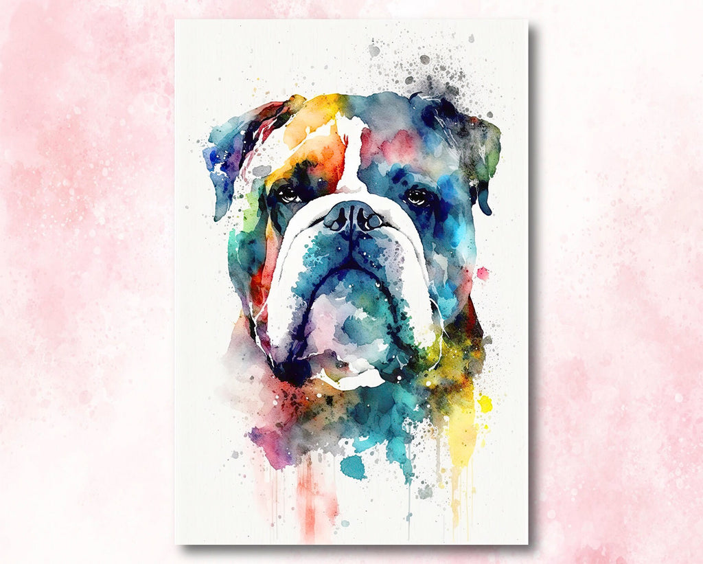 English Bulldog Art Pet Portrait Print Cute Pet Keepsake Dog Wall Art Gift For Pet Lovers Dog Portrait Decor