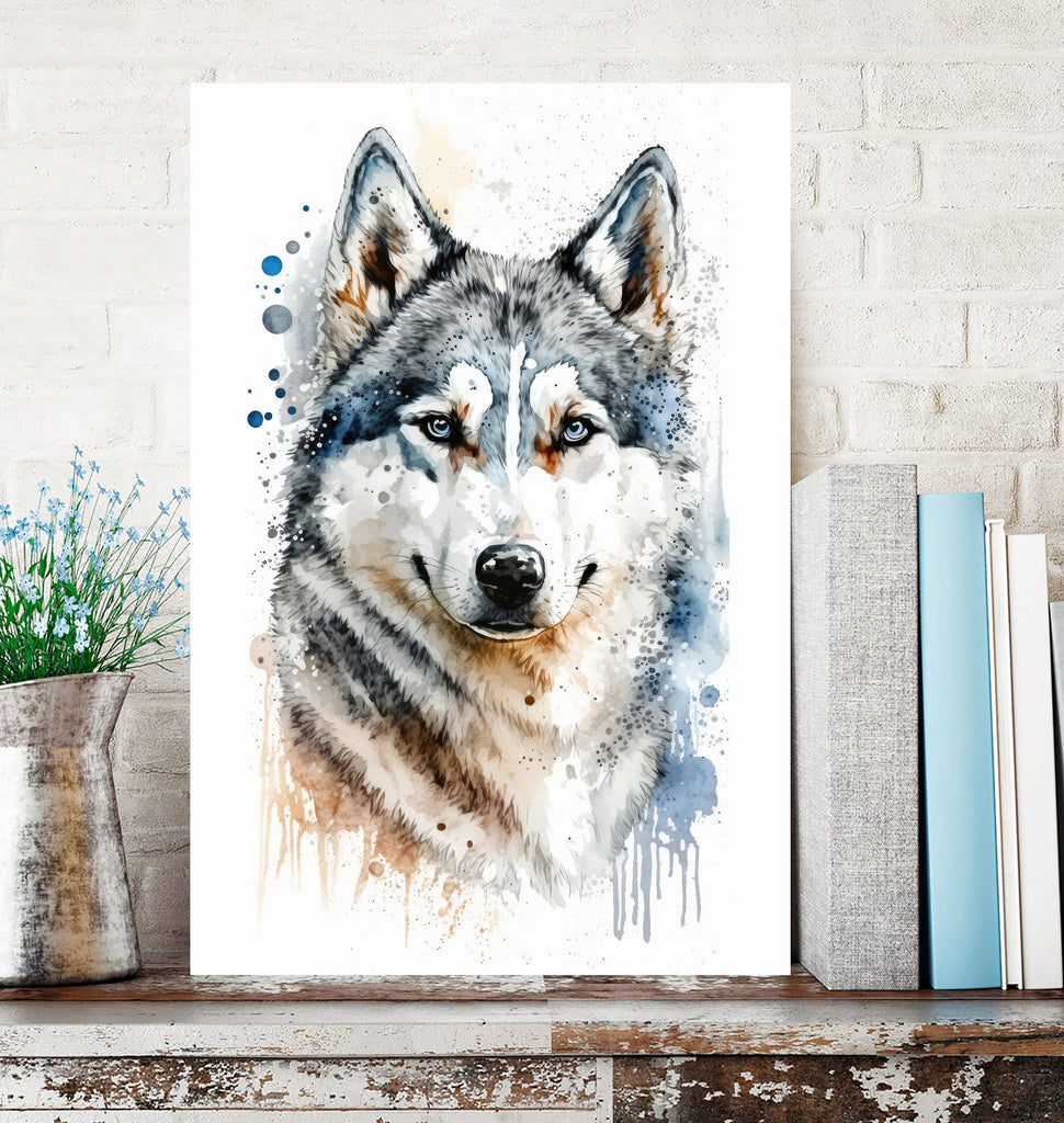 Siberian Husky Dog Painting Watercolor Print Cute Pet Keepsake Wall Art Dog Lover Gift Adorable Canine Home Decor for Puppy Lovers!