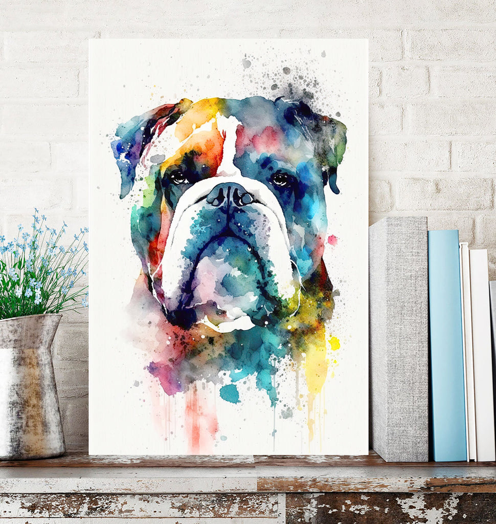 English Bulldog Art Pet Portrait Print Cute Pet Keepsake Dog Wall Art Gift For Pet Lovers Dog Portrait Decor