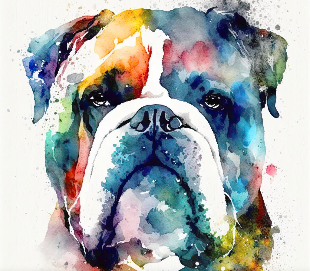 English Bulldog Art Pet Portrait Print Cute Pet Keepsake Dog Wall Art Gift For Pet Lovers Dog Portrait Decor