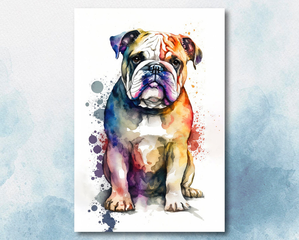 English Bulldog Art Pet Portrait Print Cute Pet Keepsake Dog Wall Art Gift For Pet Lovers Dog Portrait Decor