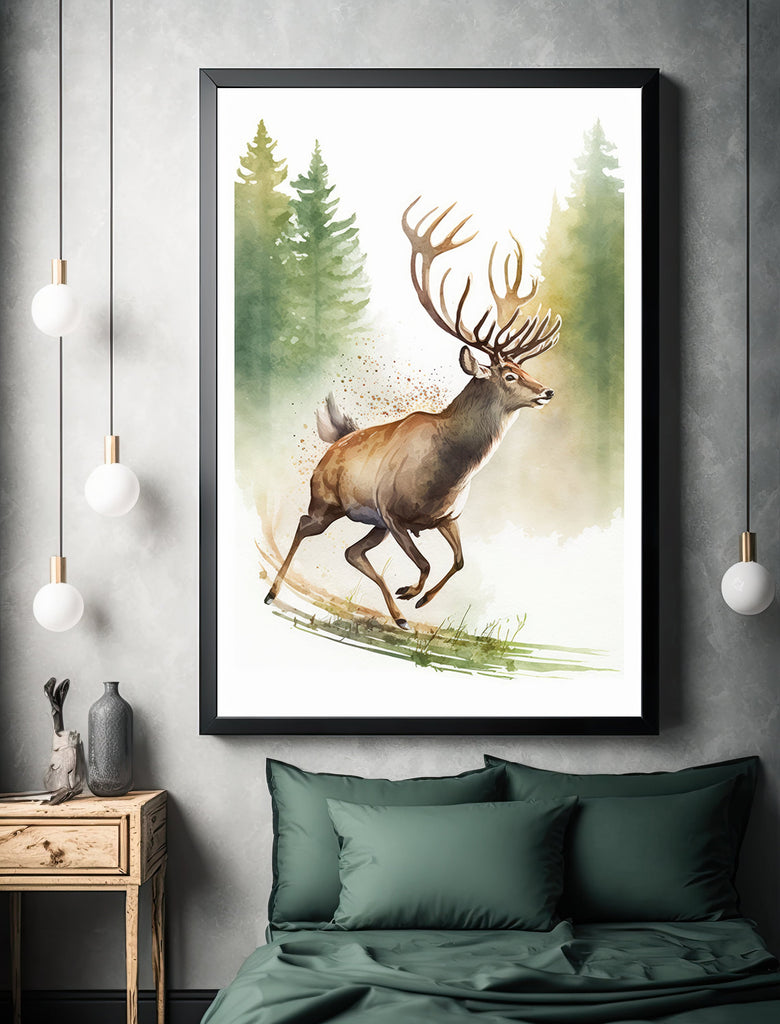 Deer Painting Rustic Woodland Animals Forest Wall Art Nature Inspired Hunting Gifts For Men Wild Animal Woodland Nursery Cabin Decor