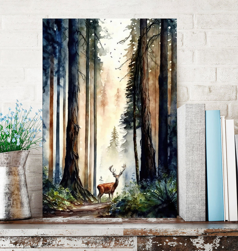 Deer Painting Rustic Woodland Animals Forest Wall Art Nature Inspired Hunting Gifts For Men Wild Animal Woodland Nursery Cabin Decor