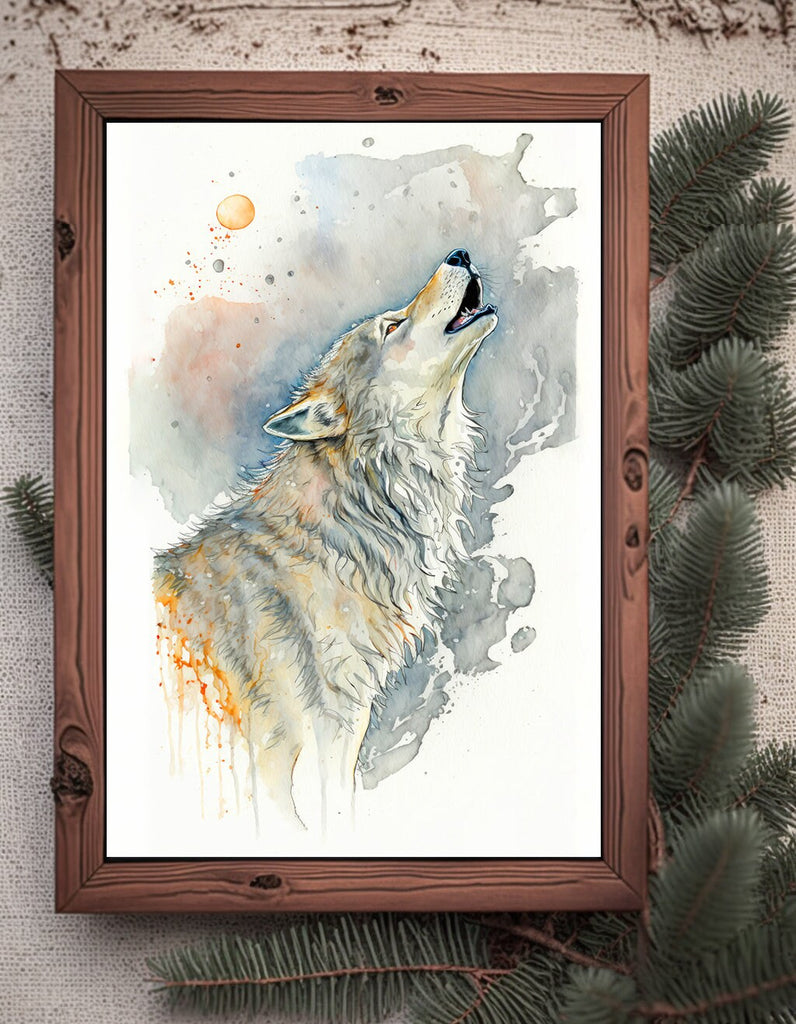 Wolf Watercolor Print Forest Wall Art Nature Wildlife Gift Wild Animal Painting Woodland Home Decor